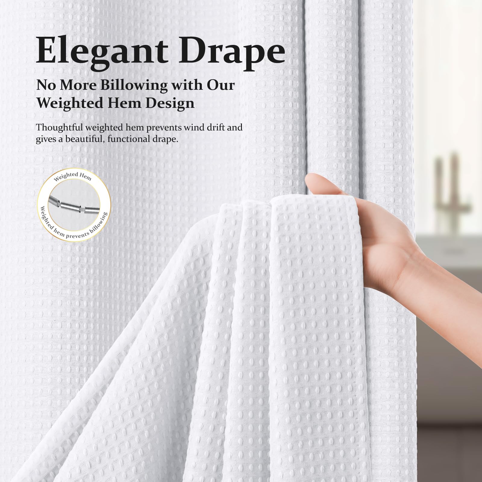 Dynamene rideau installé dans cabine de douche illustrant protection