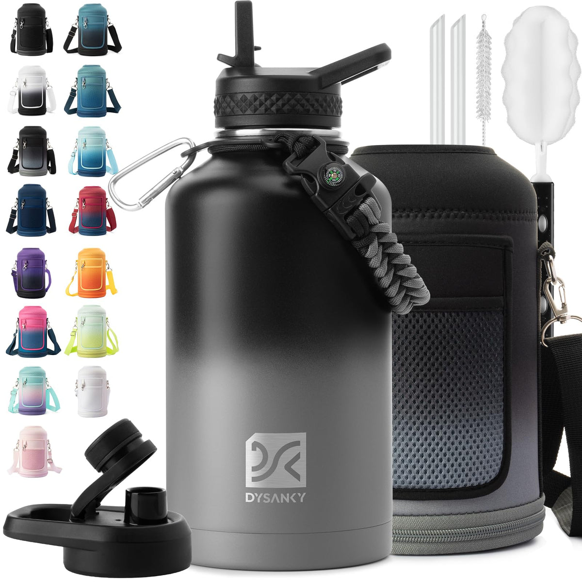 DYSANKY bouteille 64oz vue de face bénéfice grande capacité