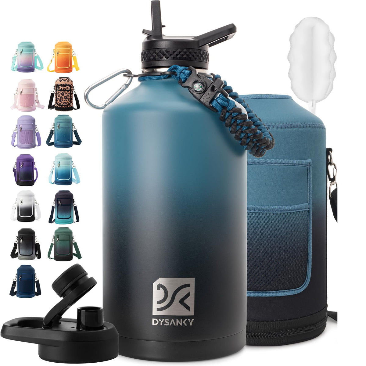 DYSANKY visage avant de la gourde montrant forme et capacité pour hydratation prolongée