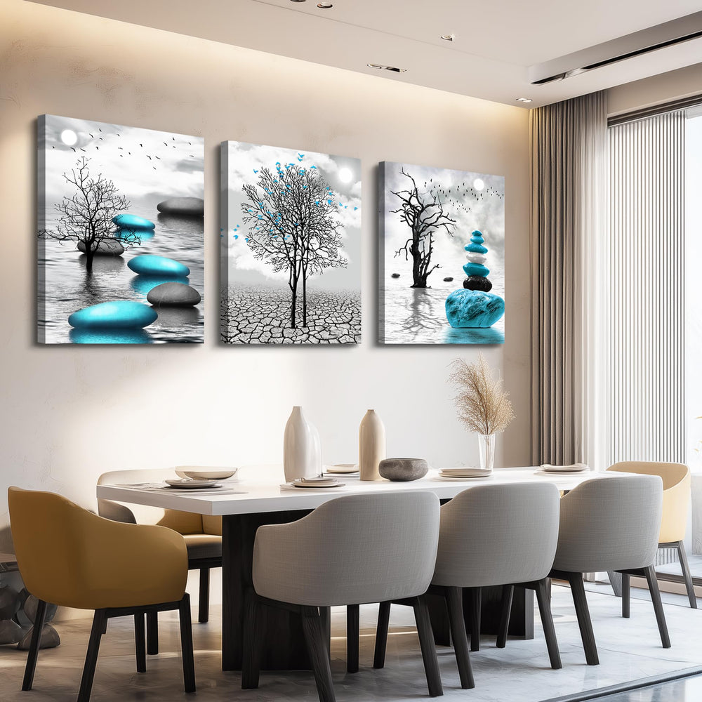 DZRWUBHS triptyque accroché au mur du salon design