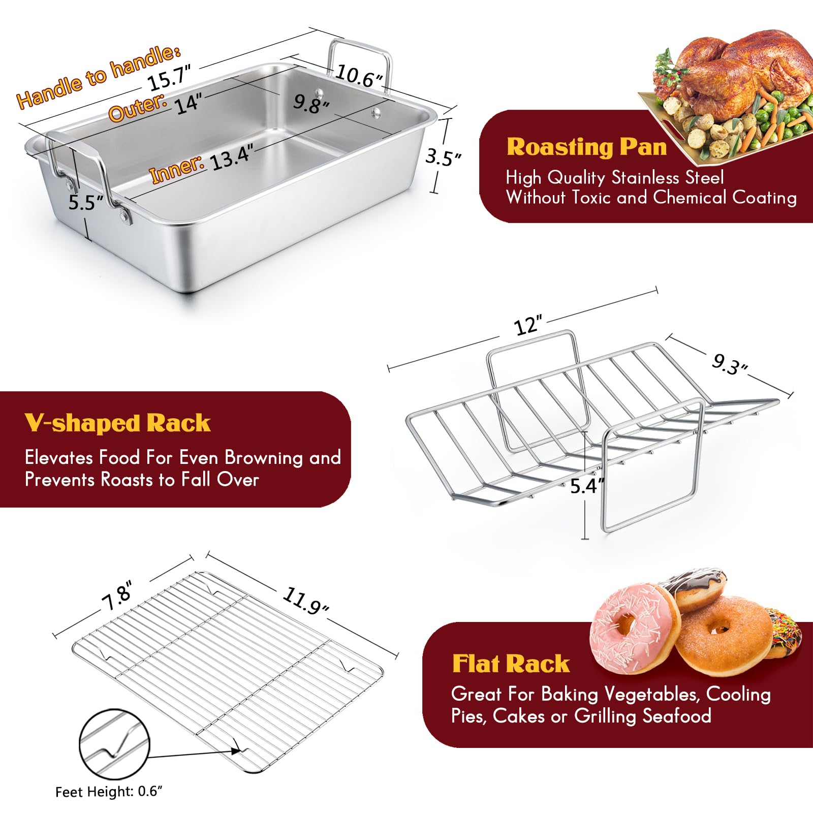 E-far gros plan acier inoxydable résistant pour cuisson durable