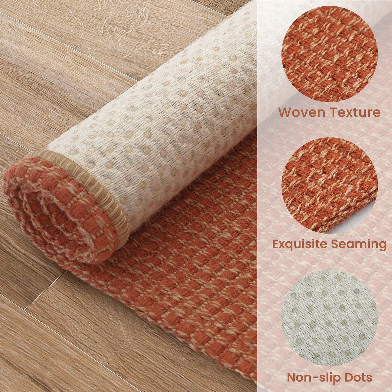 Détail des bords coupés à la main du tapis EARTHALL illustrant la finition