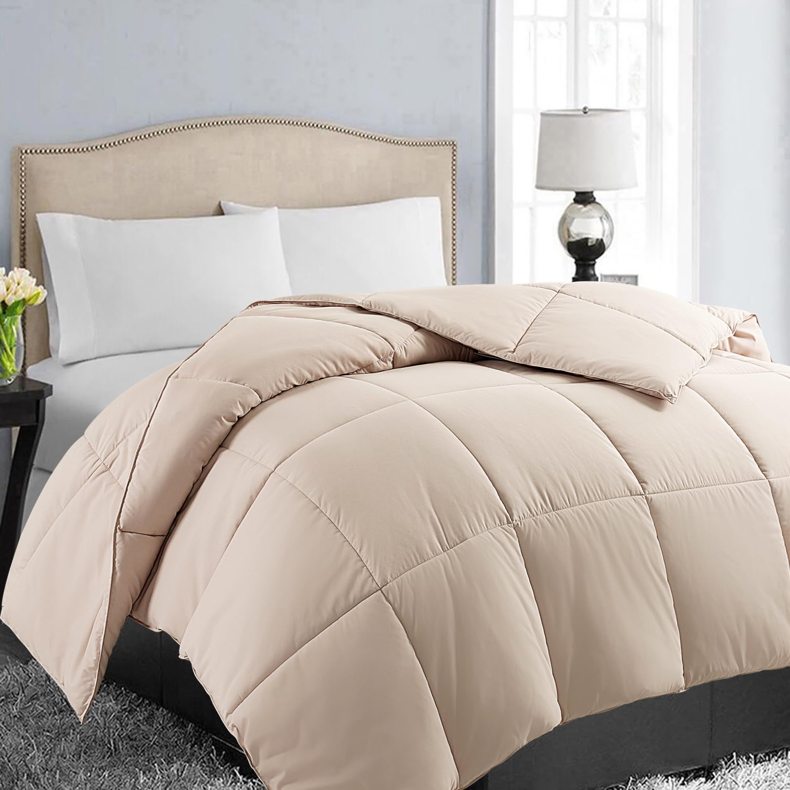 EASELAND couette beige vue face et verso, aspect moelleux et propre