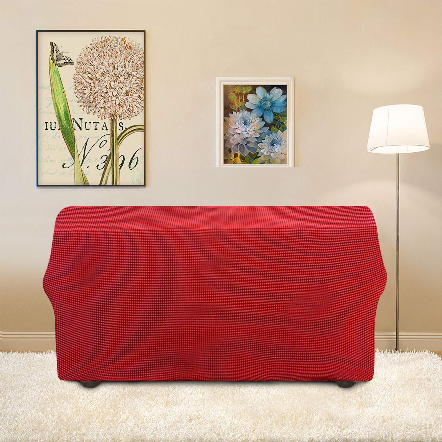 Easy-Going loveseat habillé rouge en salon décor fêtes pratique