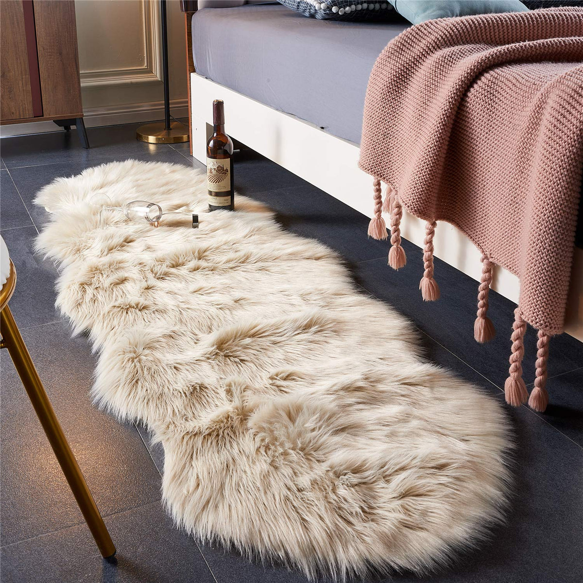 EasyJoy vue face avant du tapis beige pour une ambiance cosy