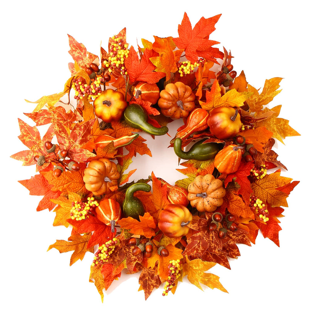Ecerangus couronne automne face porte crée une entrée chaleureuse