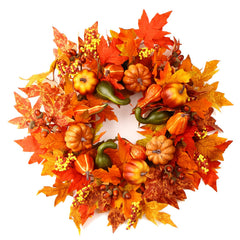 Ecerangus couronne automne face porte crée une entrée chaleureuse