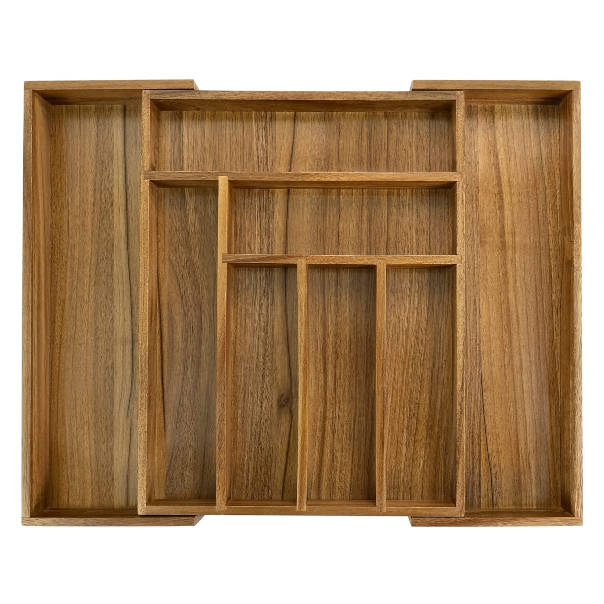 EcoFives vue face avant du range-couverts en acacia, organise efficacement