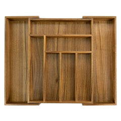 EcoFives vue face avant du range-couverts en acacia, organise efficacement