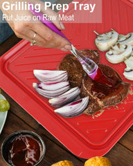 ECOIOU plateau en usage avec viande crue prête à griller pour préparation plus sûre