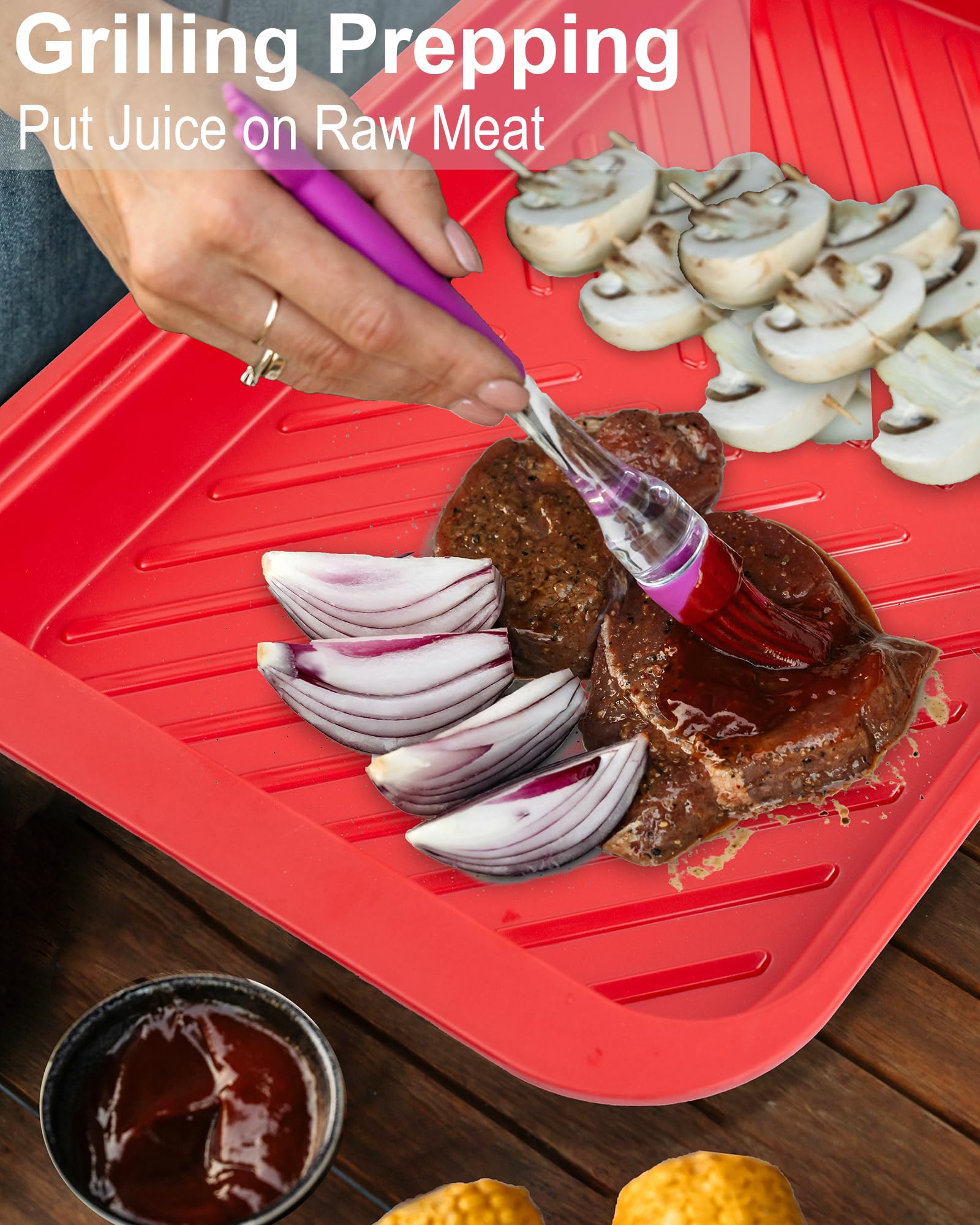 ECOIOU plateaux en usage près du grill illustrant praticité lors d'un barbecue