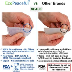 EcoPeaceful comparaison d'épaisseur montrant durabilité supérieure des couvercles