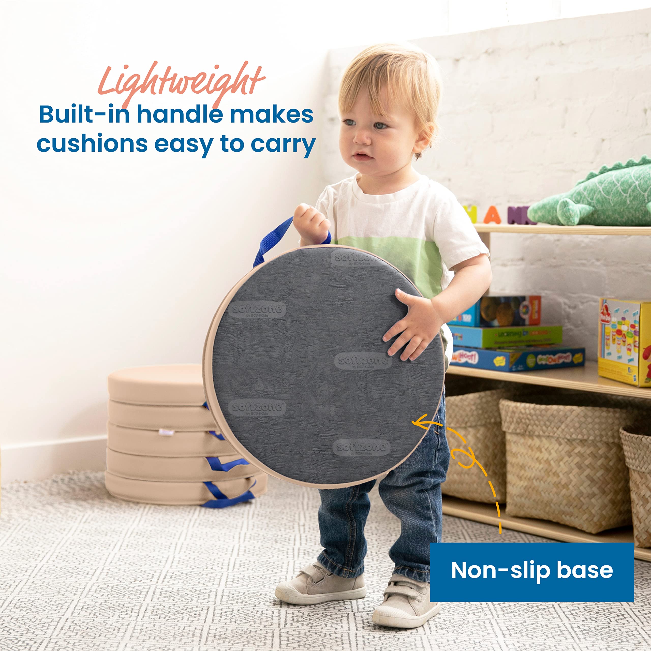 ECR4Kids coussins empilés pour rangement compact et gain d'espace