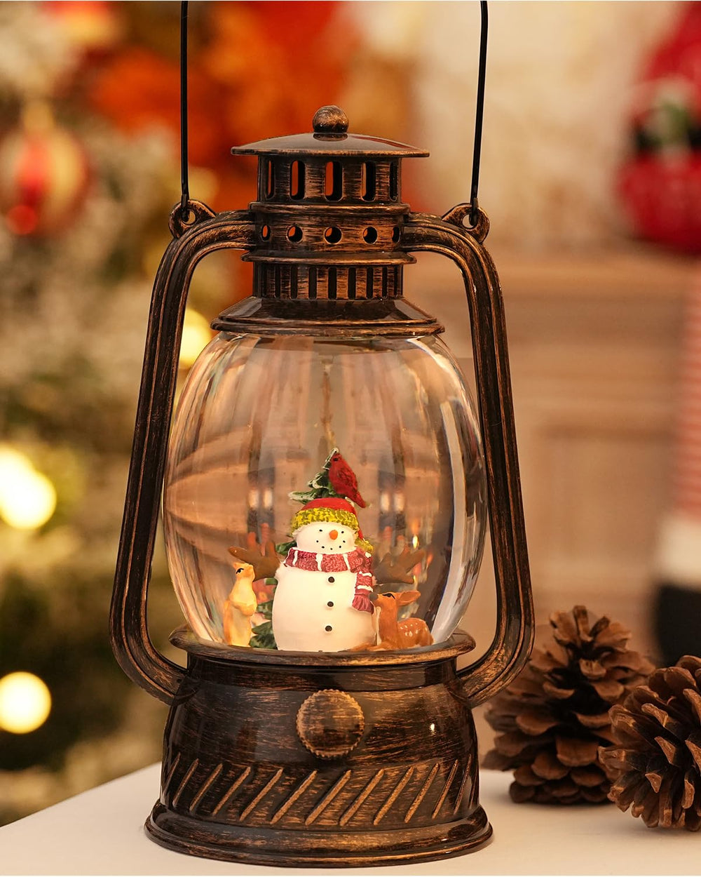 EDDORUNNING globe placé sur table de Noël montrant intégration décorative