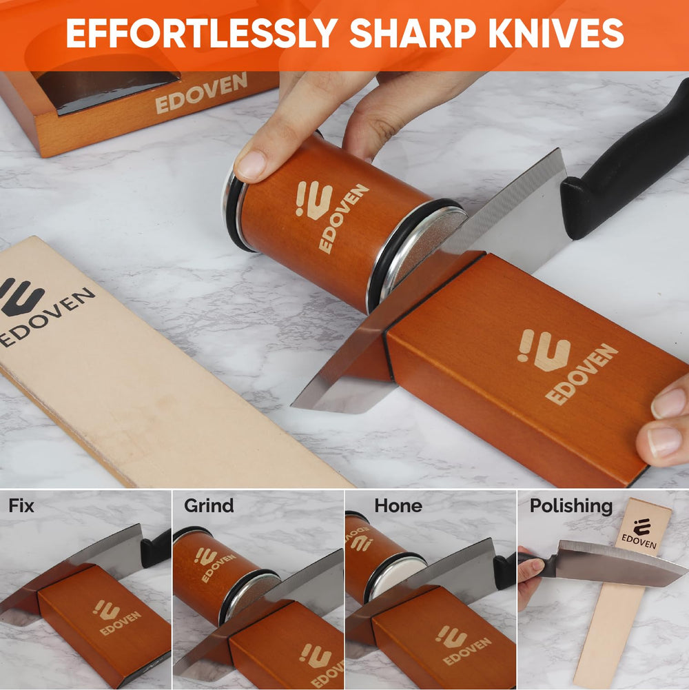 EDOVEN comparaison taille avec couteau de chef montrant compatibilité