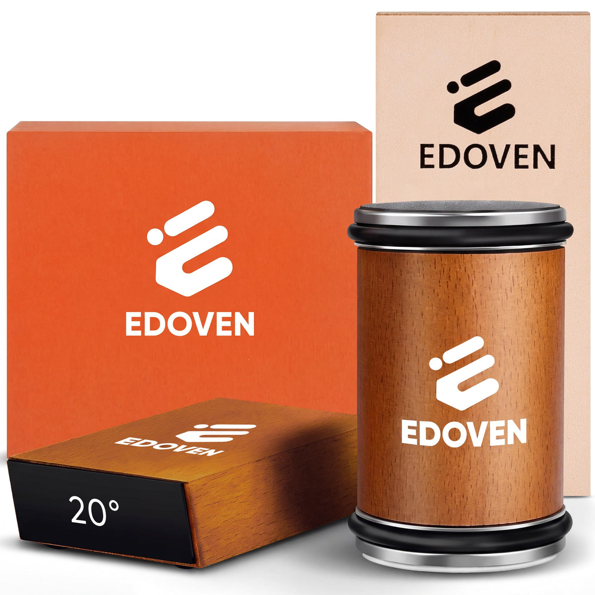 EDOVEN vue avant du kit complet et emballage, facilite l'entretien des couteaux