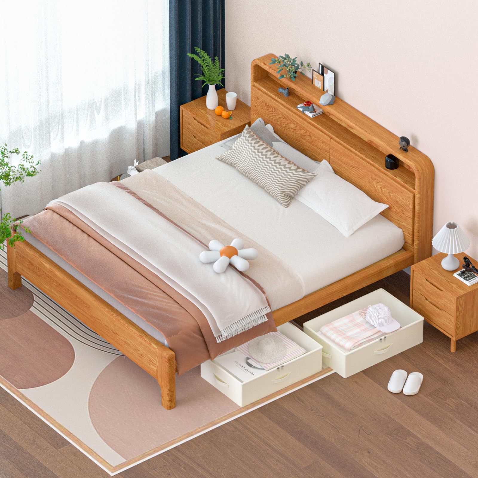 EE-RoomWorld bac sous lit dans un dortoir illustrant gain de place pratique