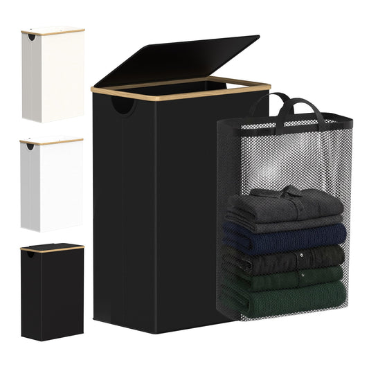 efluky vue frontale du panier noir montrant design et gain d'espace