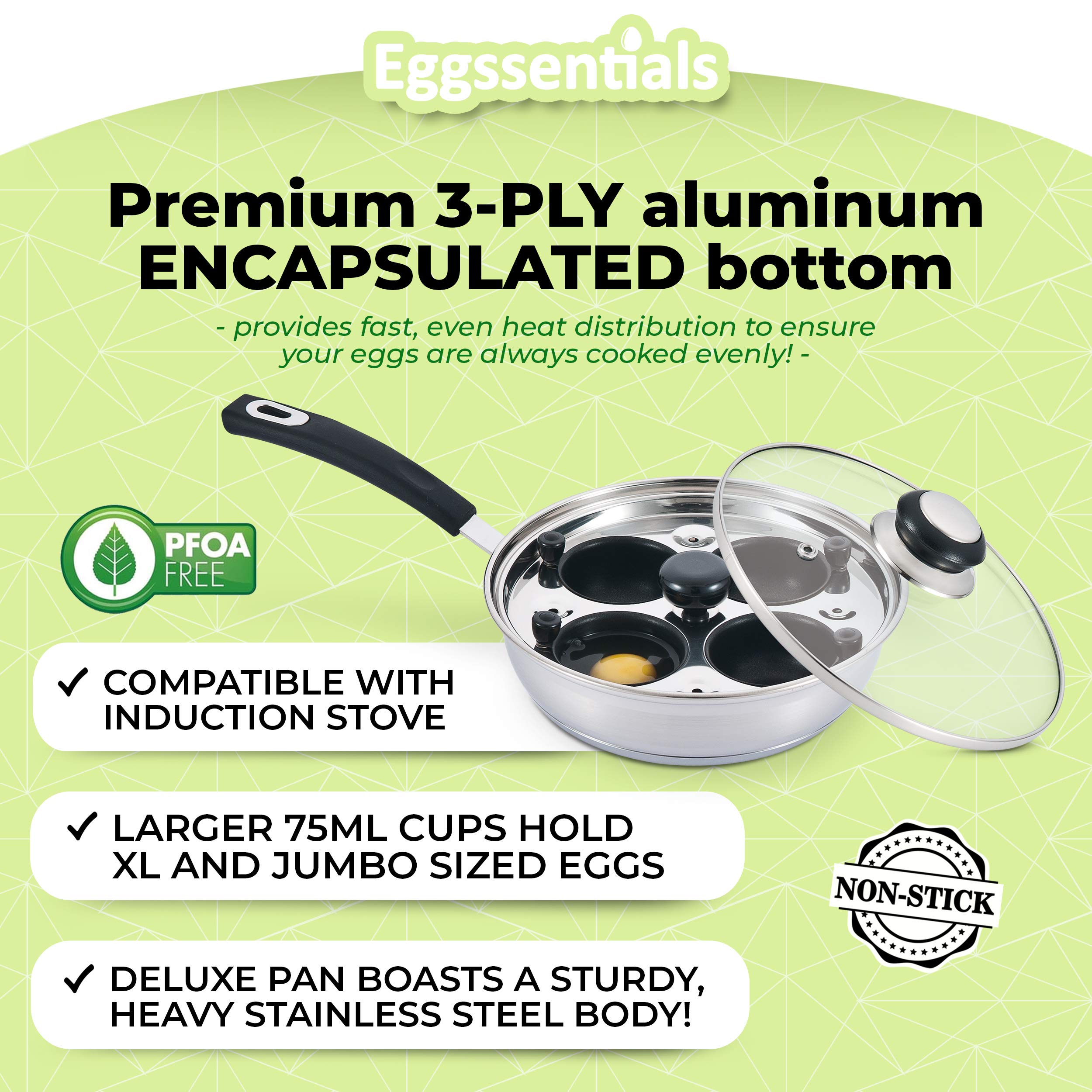Eggssentials fond 3-ply encapsulé pour distribution uniforme de chaleur