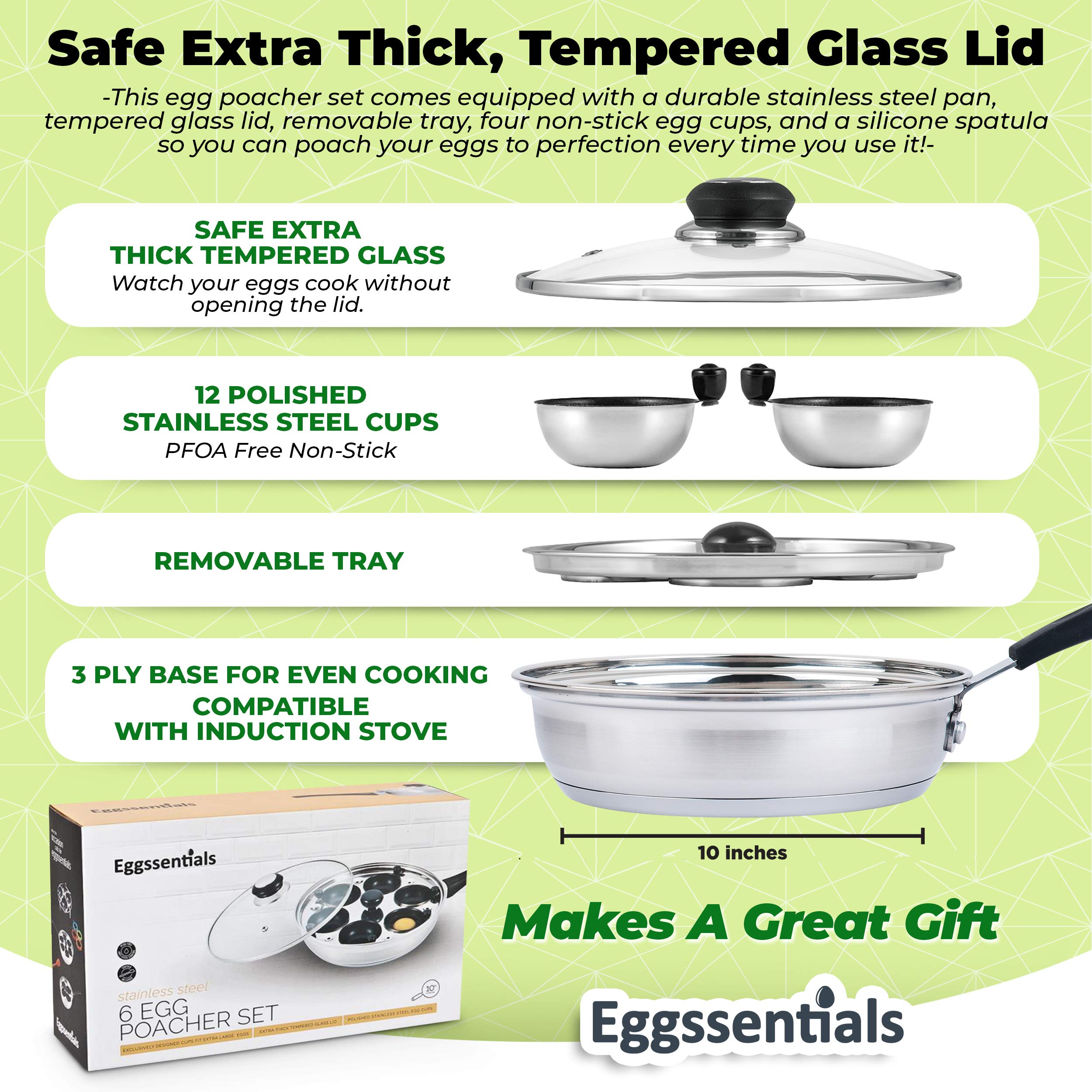 Eggssentials spatule et inserts posés sur plan de travail, facilité de service et nettoyage