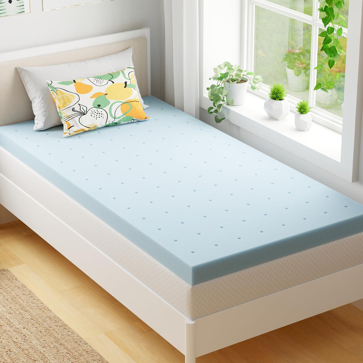 EGOHOME surmatelas 2 pouces face avant montrant la finition et confort amélioré