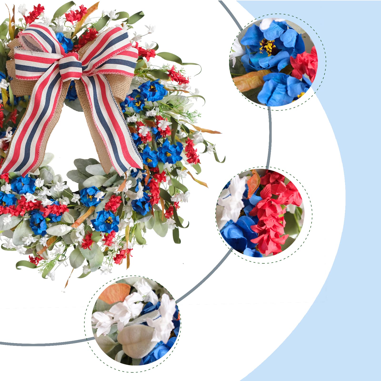 Egolot gros plan sur les fleurs rouges blanches bleues avec texture lifelike et volume