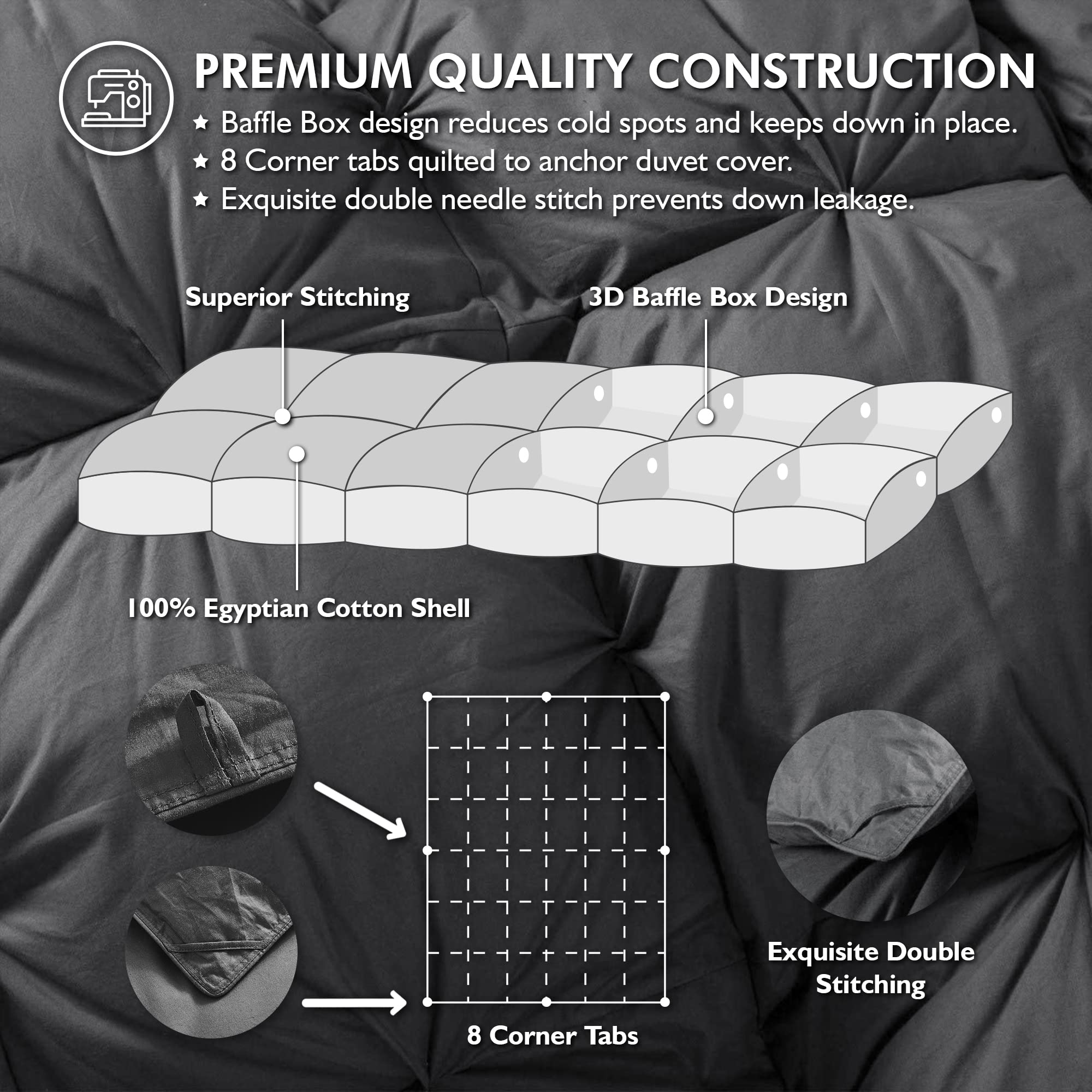 EGYPTIAN BEDDING intérieur baffle box assurant gonflant et répartition uniforme