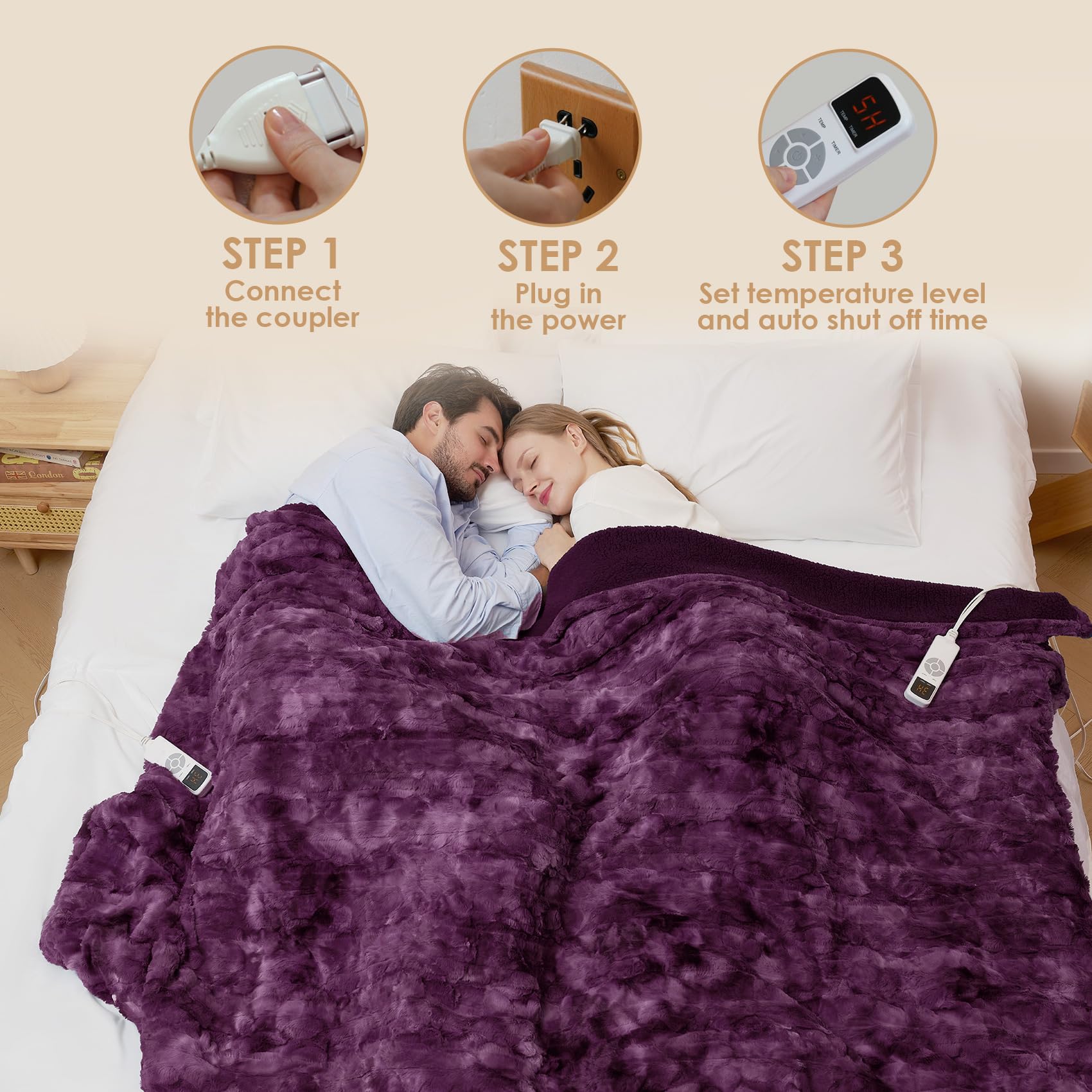 EHEYCIGA texture fausse fourrure en gros plan, douceur et confort tactile