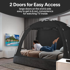 EighteenTek double porte zippée ouverte facilitant entrée et sortie rapides