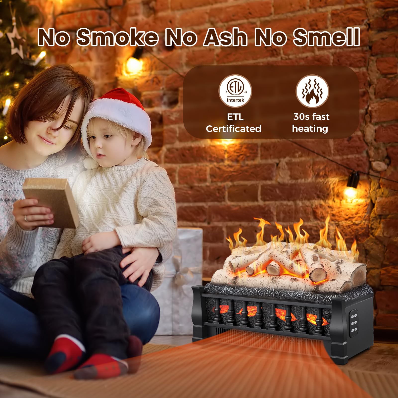 Electactic panneau latéral montrant commandes faciles pour ajuster flamme et chauffage