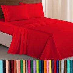 Elegant Comfort face du pack Queen rouge montrant finition élégante et confort