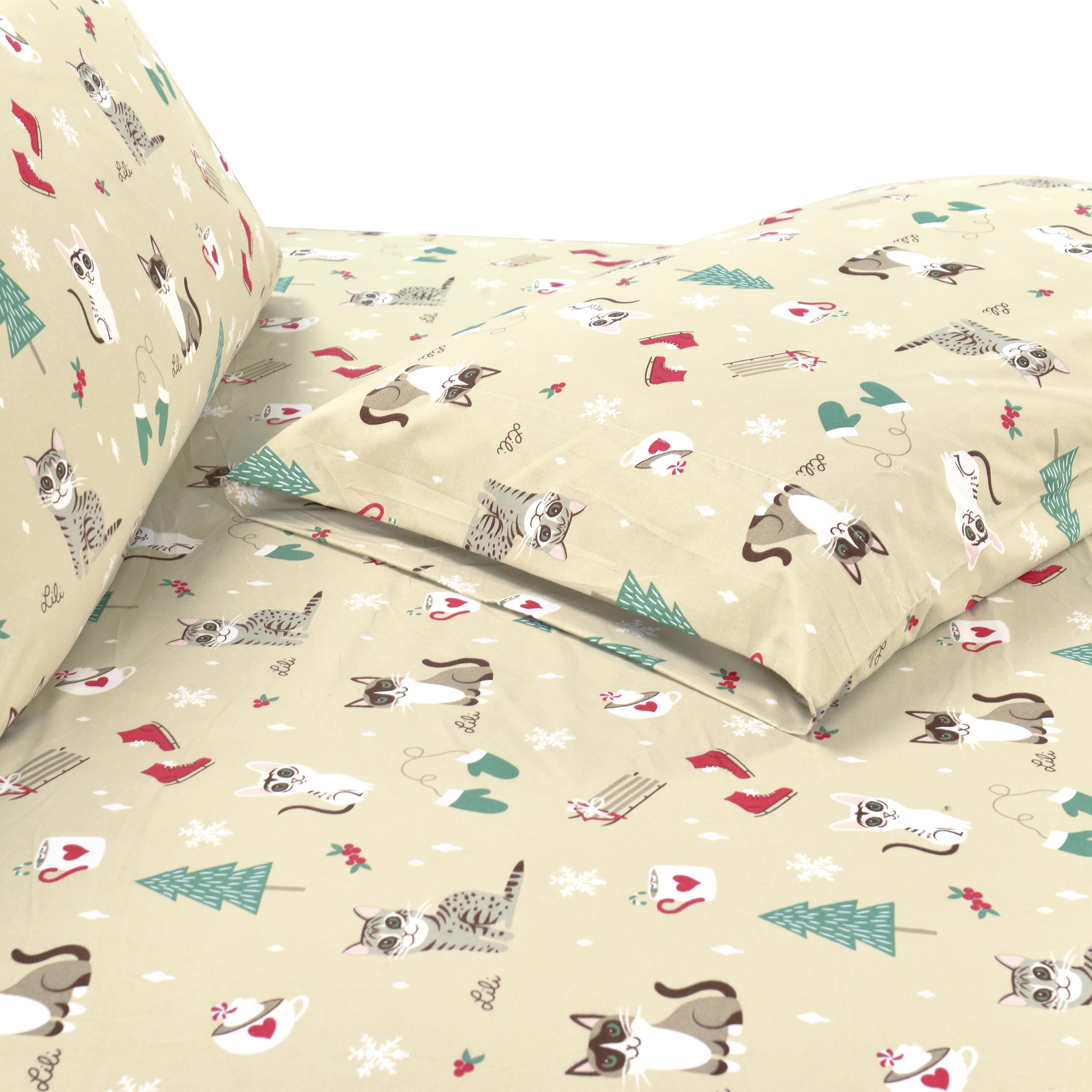 Elegant Comfort motif Cream Cats en gros plan montrant l'impression nette et les couleurs résistantes