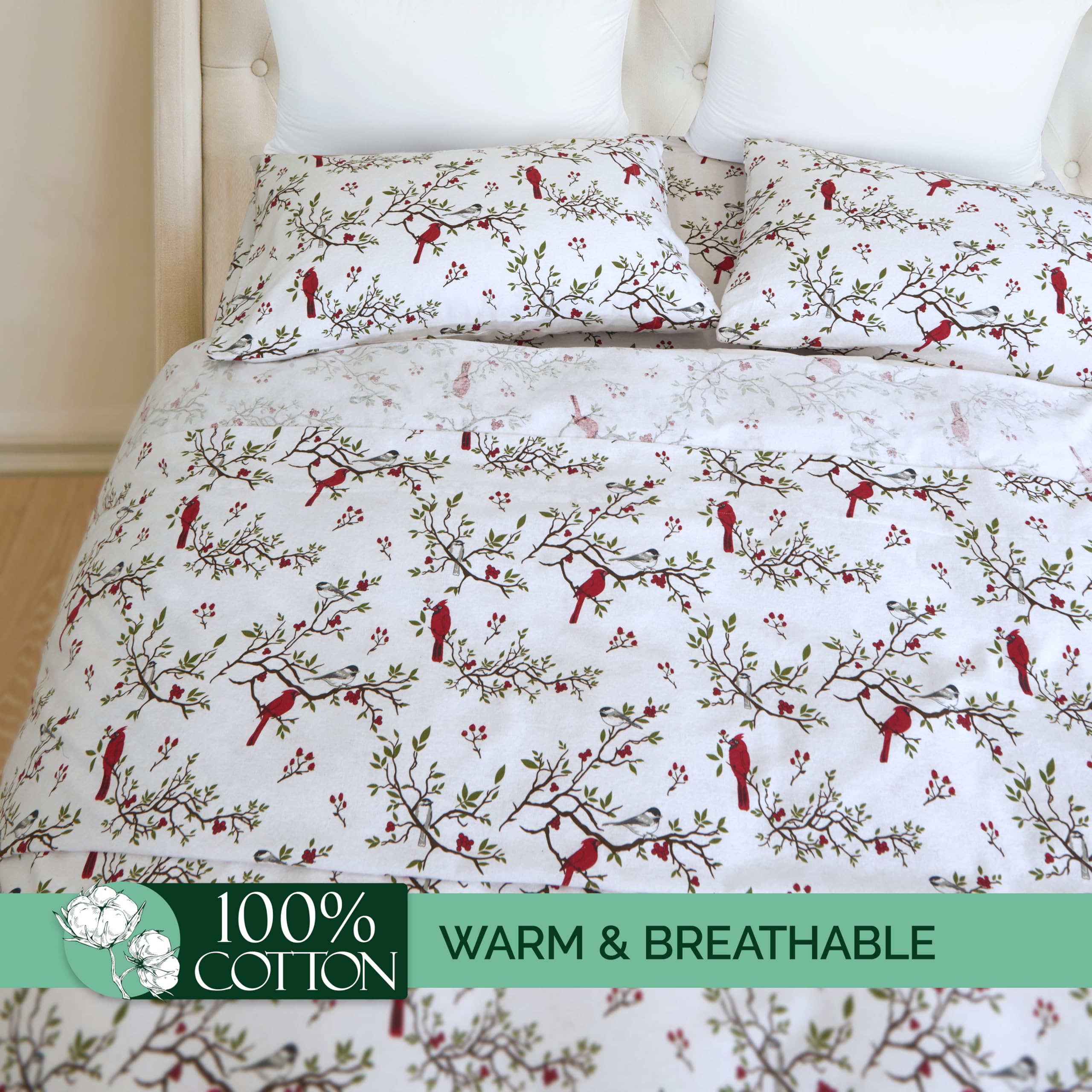 Elegant Comfort taies Cardinal détail motif festif, accent déco chaleureux