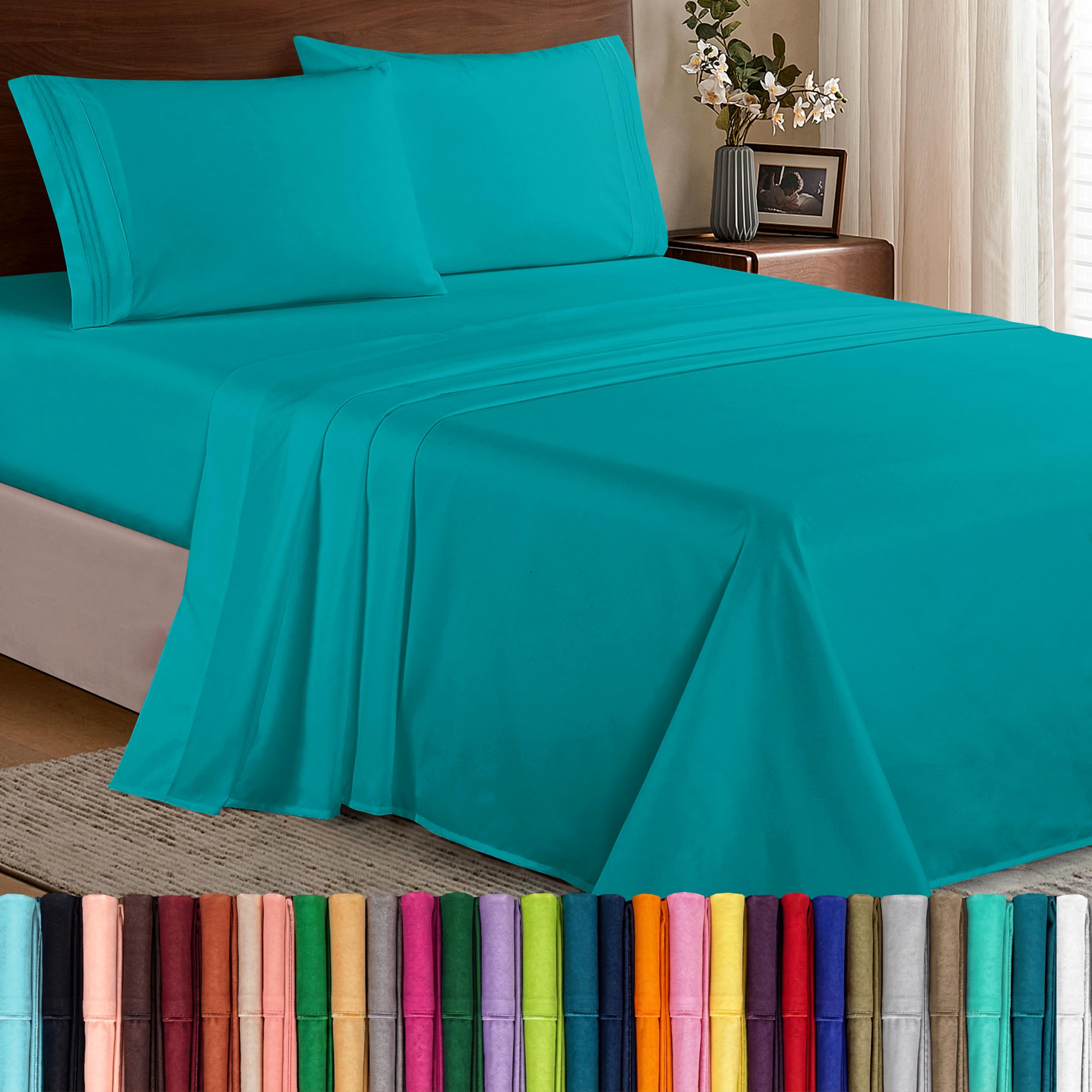 Elegant Comfort vue avant ensemble turquoise montrant finition élégante