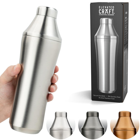 Elevated Craft vue de face du shaker 28 oz, démonstration de profil professionnel