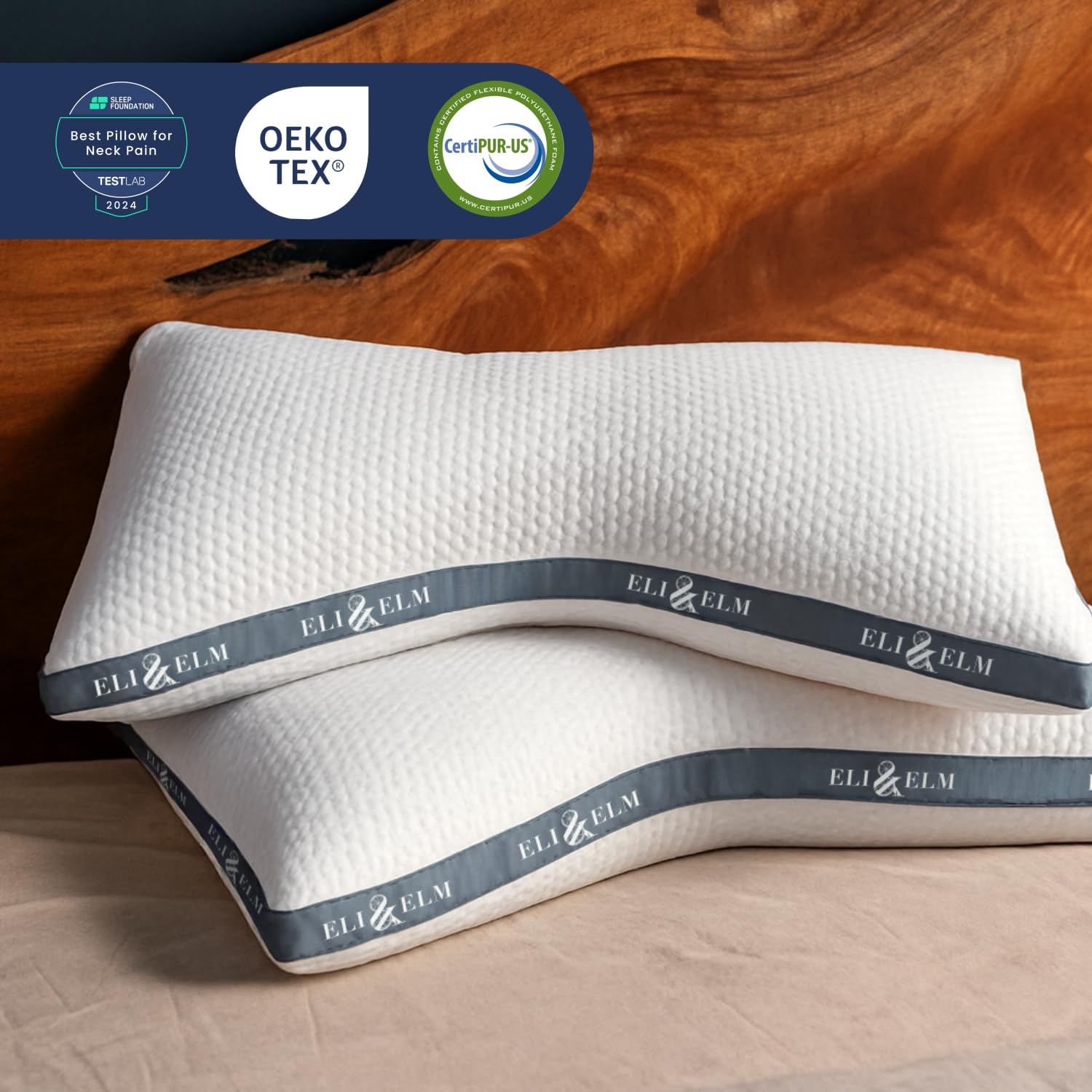 Eli & Elm mise en scène chambre montrant l'oreiller intégré à un environnement de sommeil apaisant