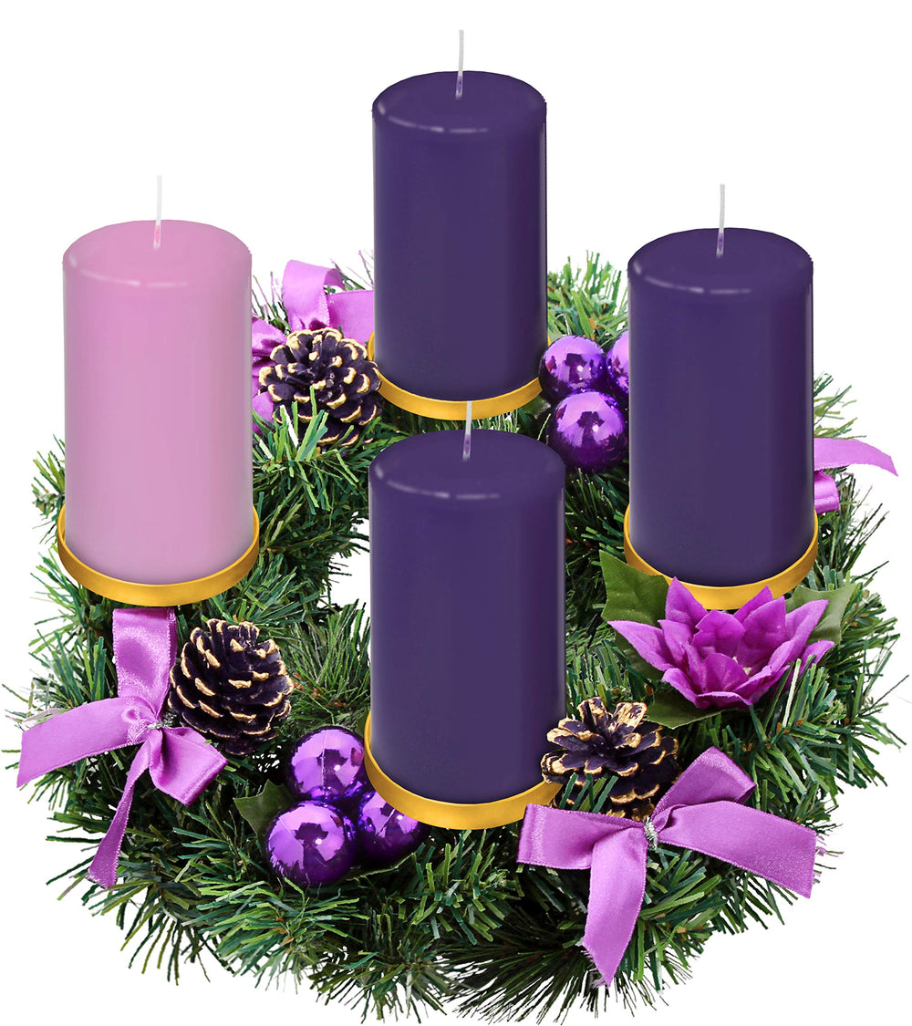Elite Holiday Products couronne vue de face avec décor violet et doré, élégance festive