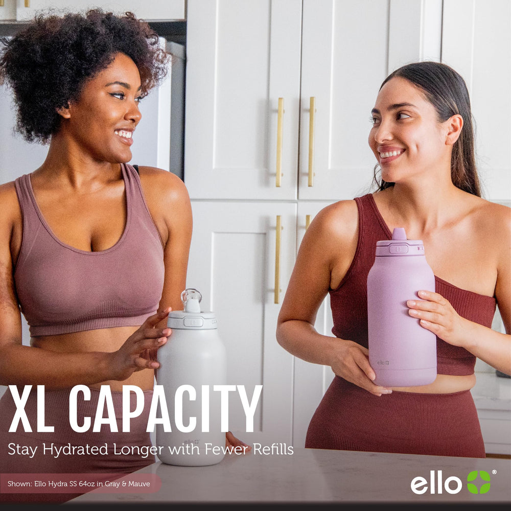 Ello Hydra comparaison d'échelle avec une main montrant la capacité 64oz