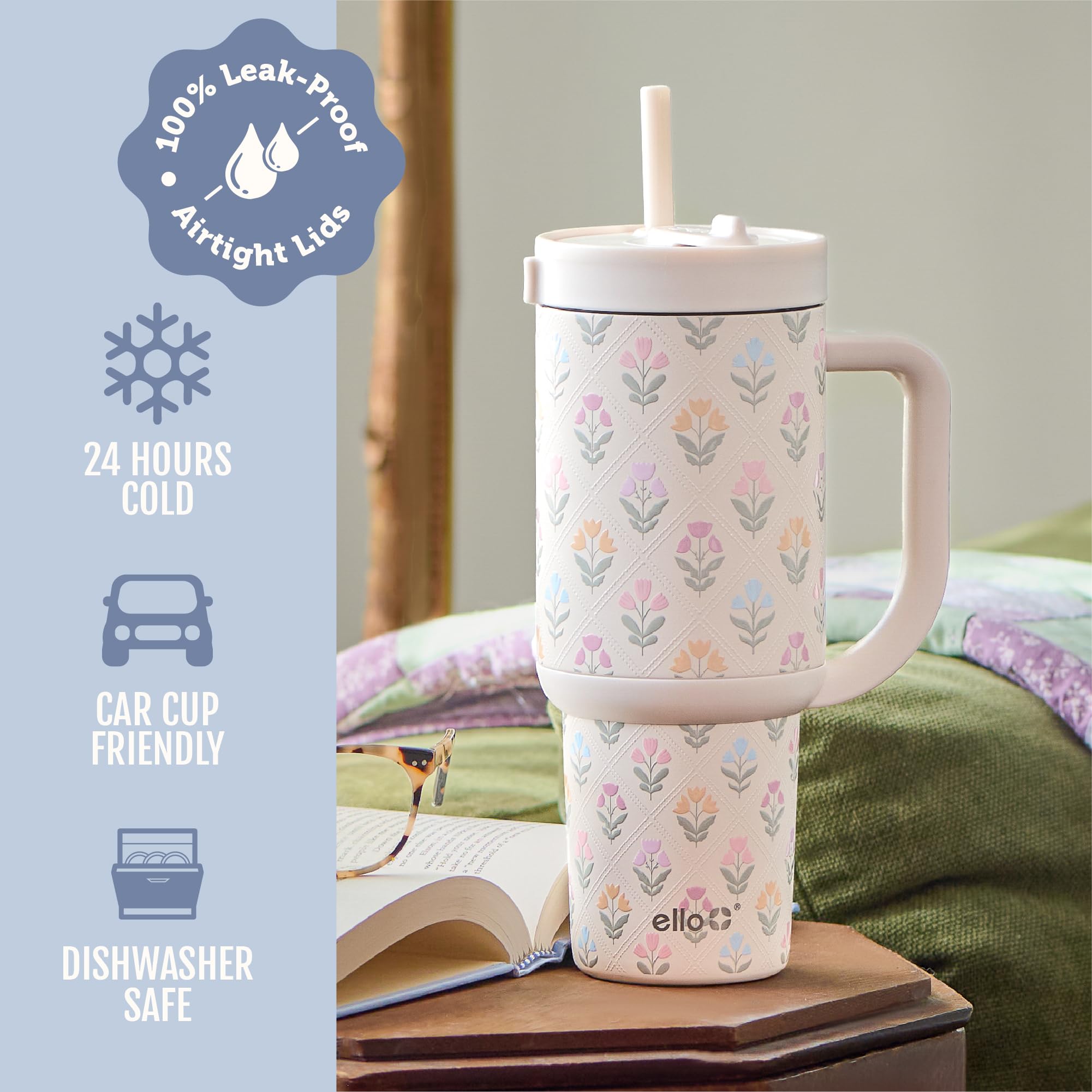 Ello Oasis détail motif Flower Quilt résistant, apparence soignée