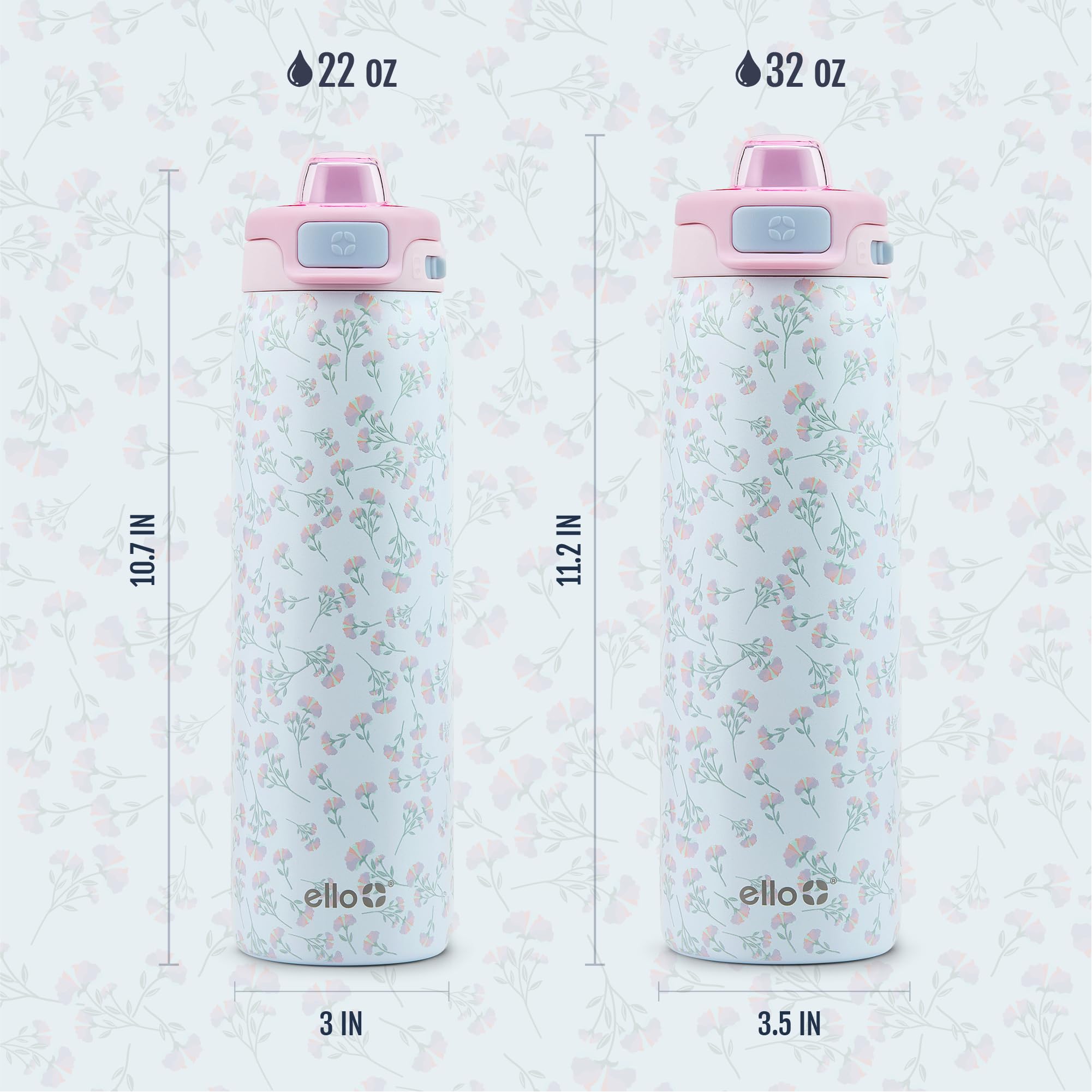 Ello Pop & Fill échelle de taille dans une main illustrant capacité 22 oz