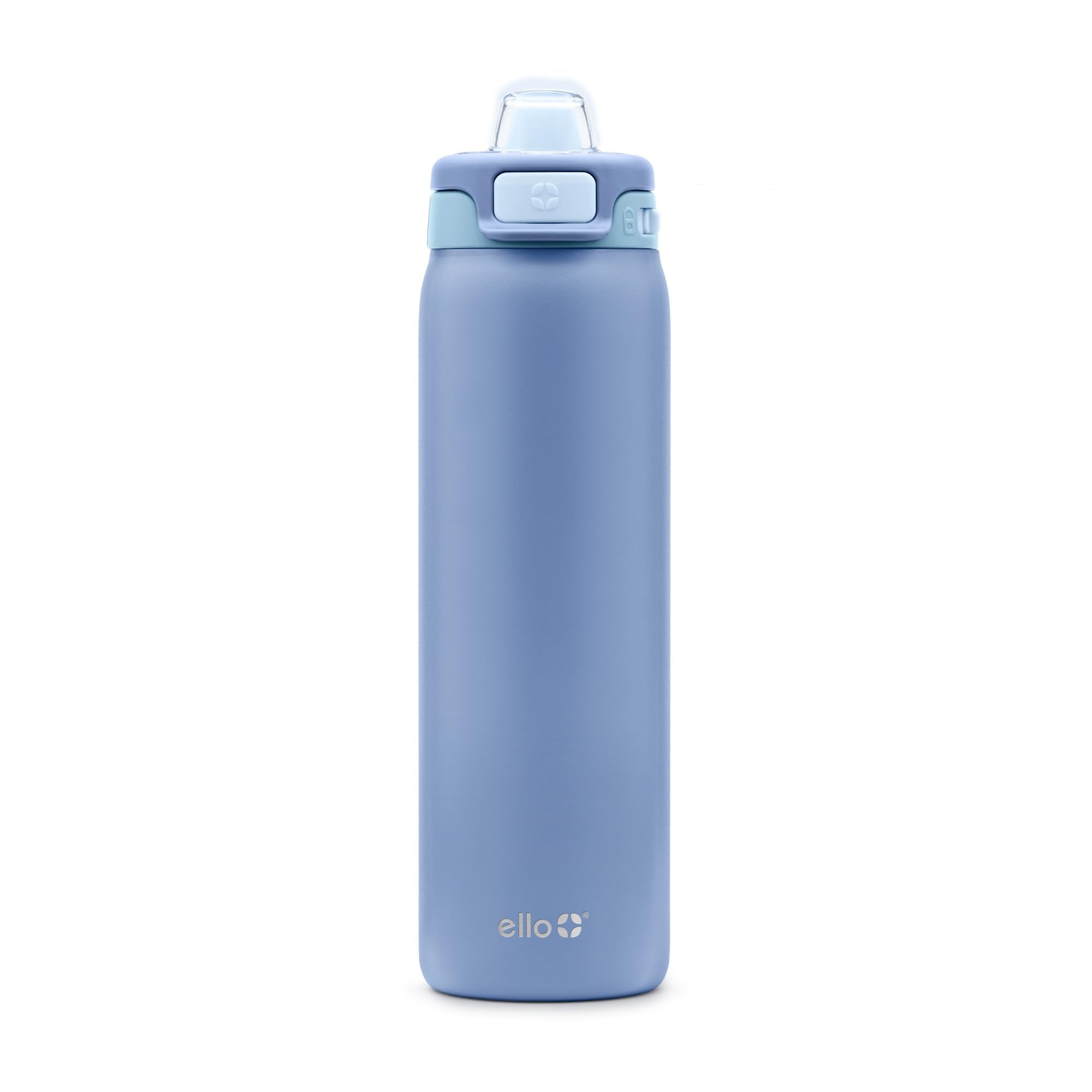 Ello vue avant montrant le design Raincloud et capacité 22oz pour hydratation élégante