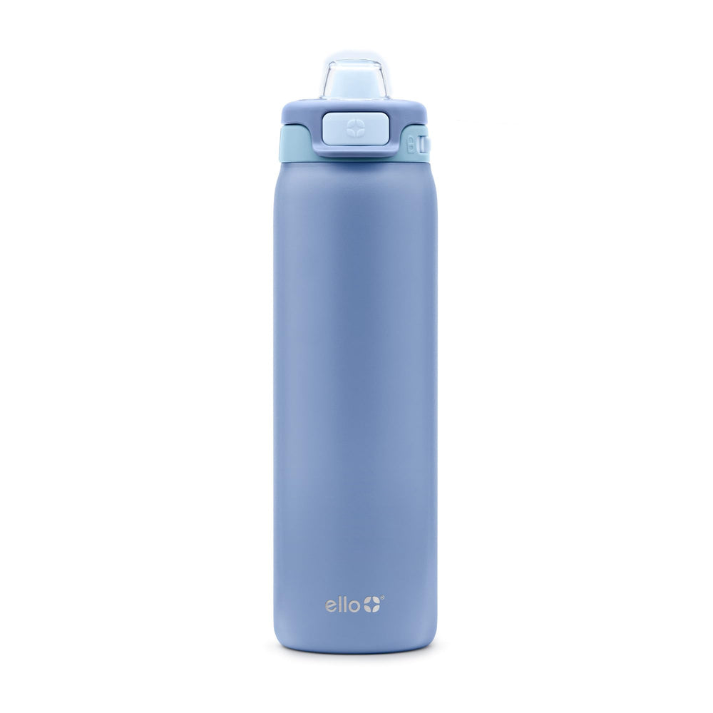 Ello vue avant montrant le design Raincloud et capacité 22oz pour hydratation élégante