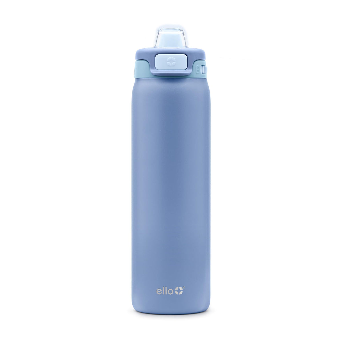 Ello vue avant montrant le design Raincloud et capacité 22oz pour hydratation élégante