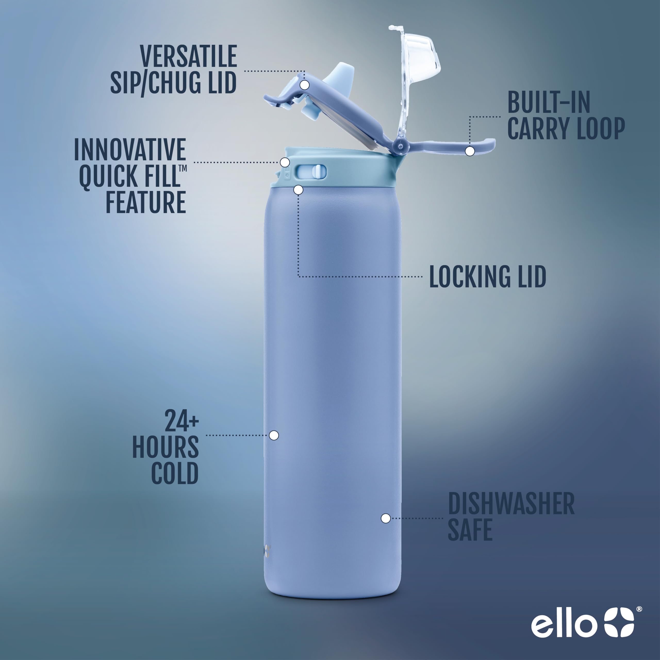 Ello goulot et paille en silicone offrant option sip douce et hygiénique