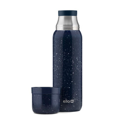 Ello Therma vue avant du thermos montrant la finition bleue et le bouchon pratique