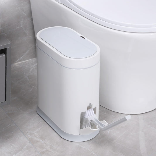 ELPHECO poubelle face avant blanche avec couvercle automatique pour hygiène mains libres
