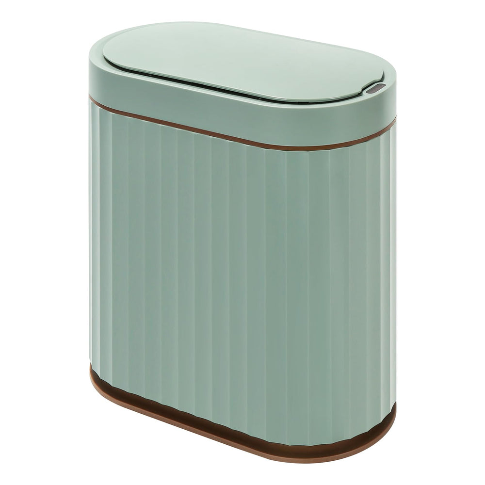 ELPHECO vue avant de la poubelle sage green gold, design compact et élégant
