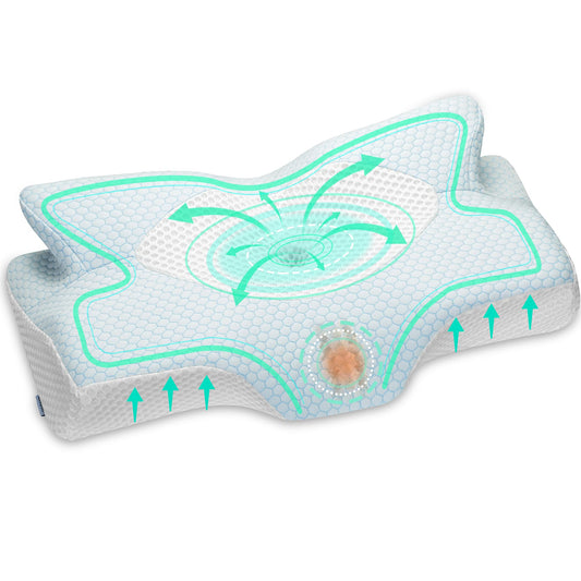 Elviros vue avant du coussin montrant le contour ergonomique et soutien optimal