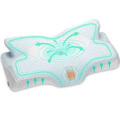 Elviros vue avant du coussin montrant le contour ergonomique et soutien optimal