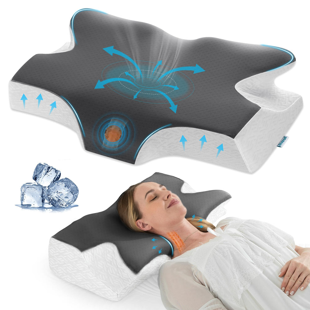 Elviros oreiller face avant montrant forme ergonomique et soutien immédiat